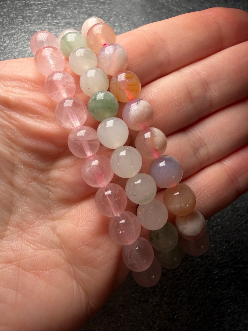Beautiful Natural Crystal Bundle! Pink Sakura Flower Agate, Jade, & Rose Quartz